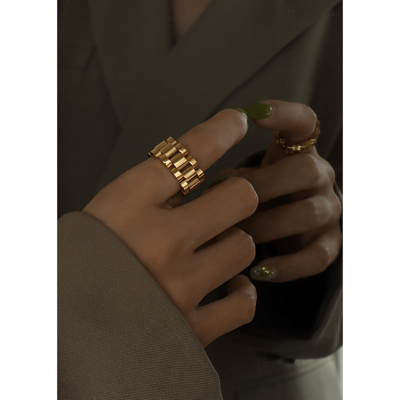 Exaggerated Labor Plus Texture Handmade Titanium Steel Ring - Versatile Index Finger Jewelry