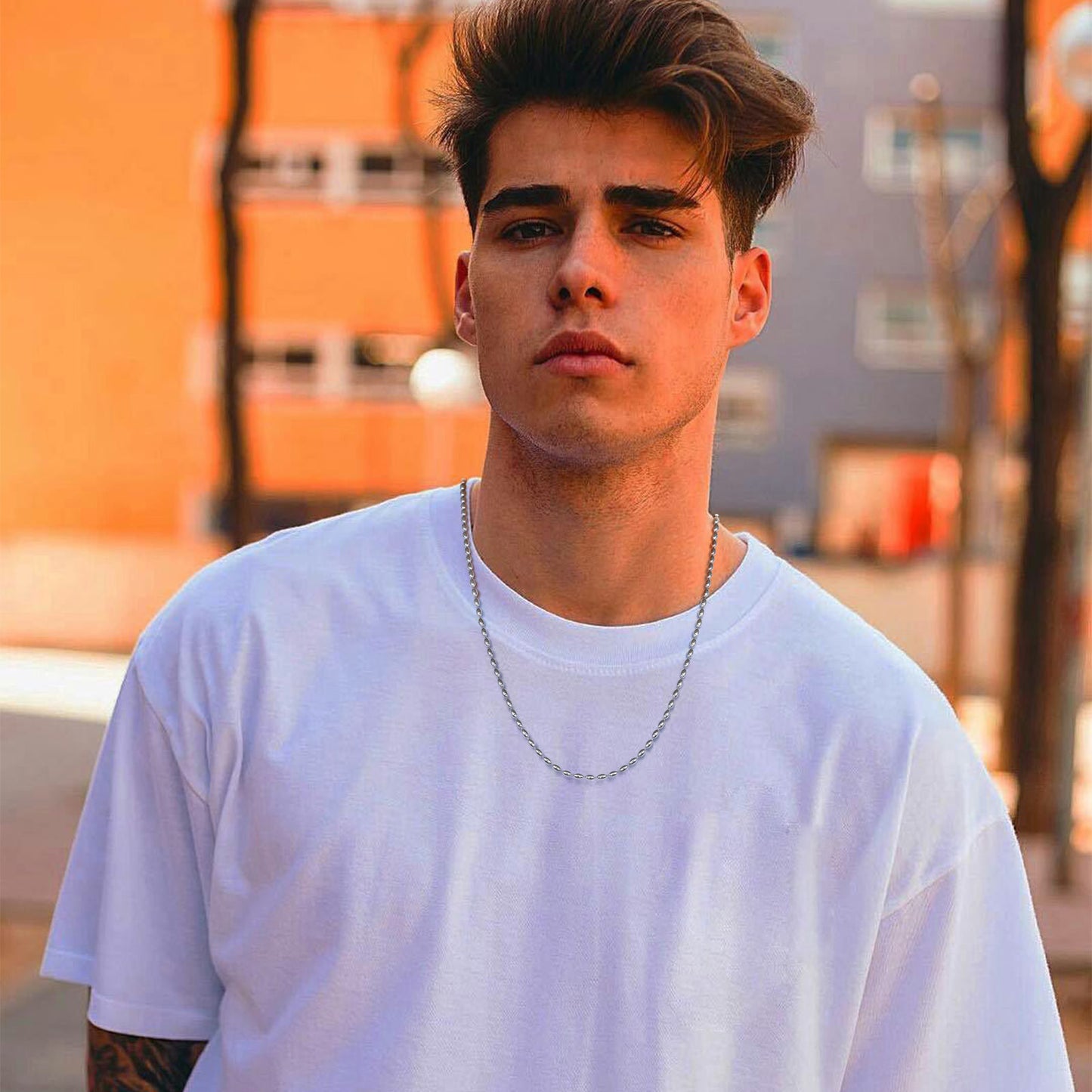 Stainless Steel Bead Necklace Ladies Rugby Gold Accessories