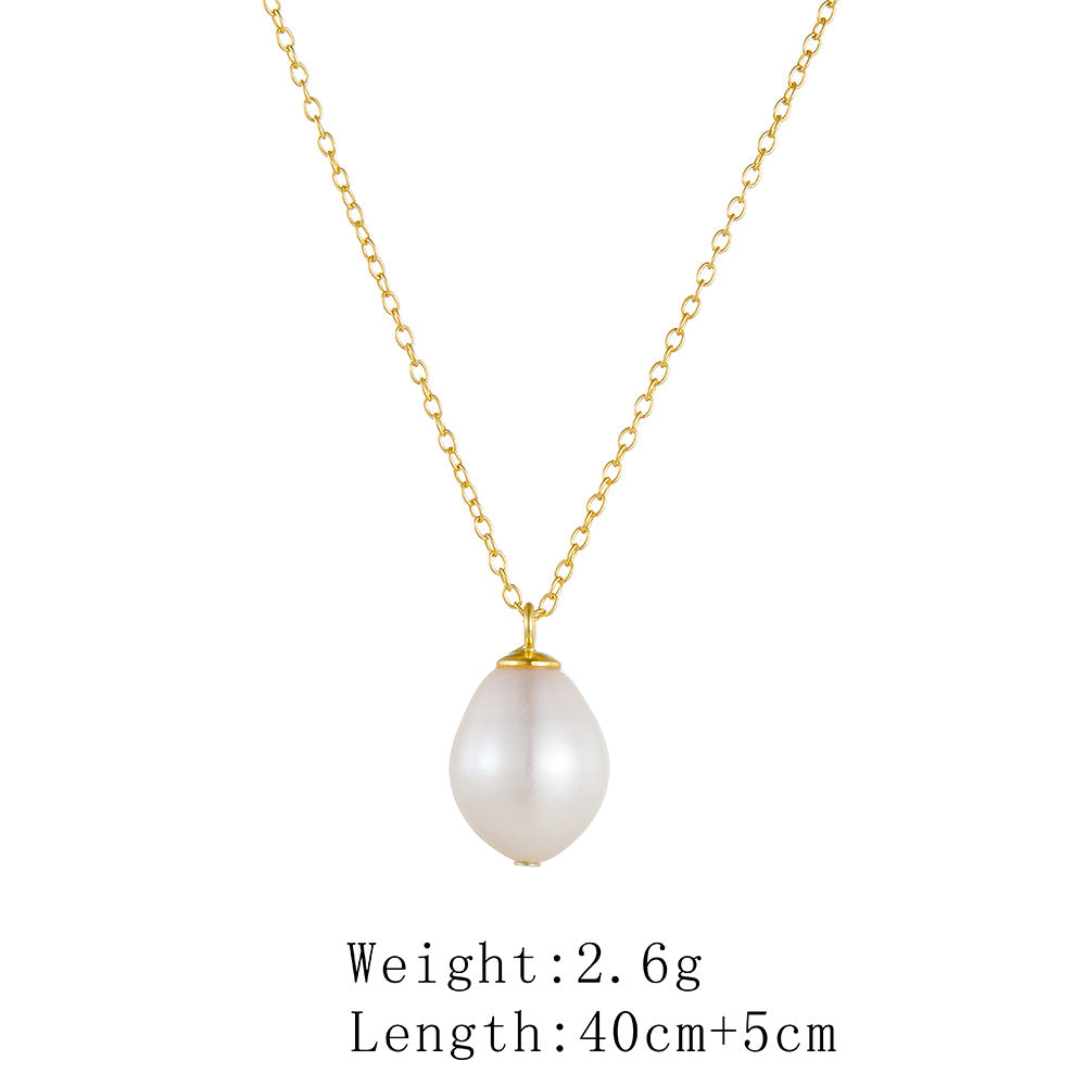Single Pearl Pendant Necklace Natural Baroque Freshwater