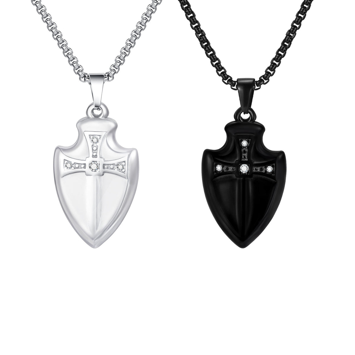 Zircon Pendant — Silver or Black, Chain Optional