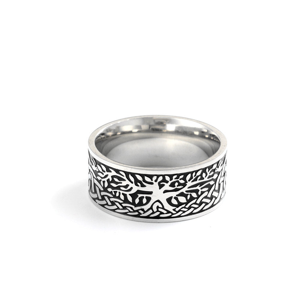 Vintage Tree of Life Stainless Steel Men's Ring