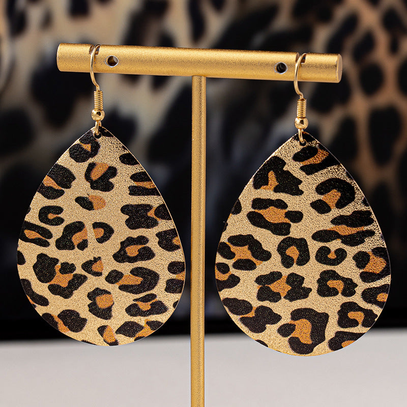 Planderful Vienna Verve Earrings – Stylish Water Drop-Shaped Leopard Print Design