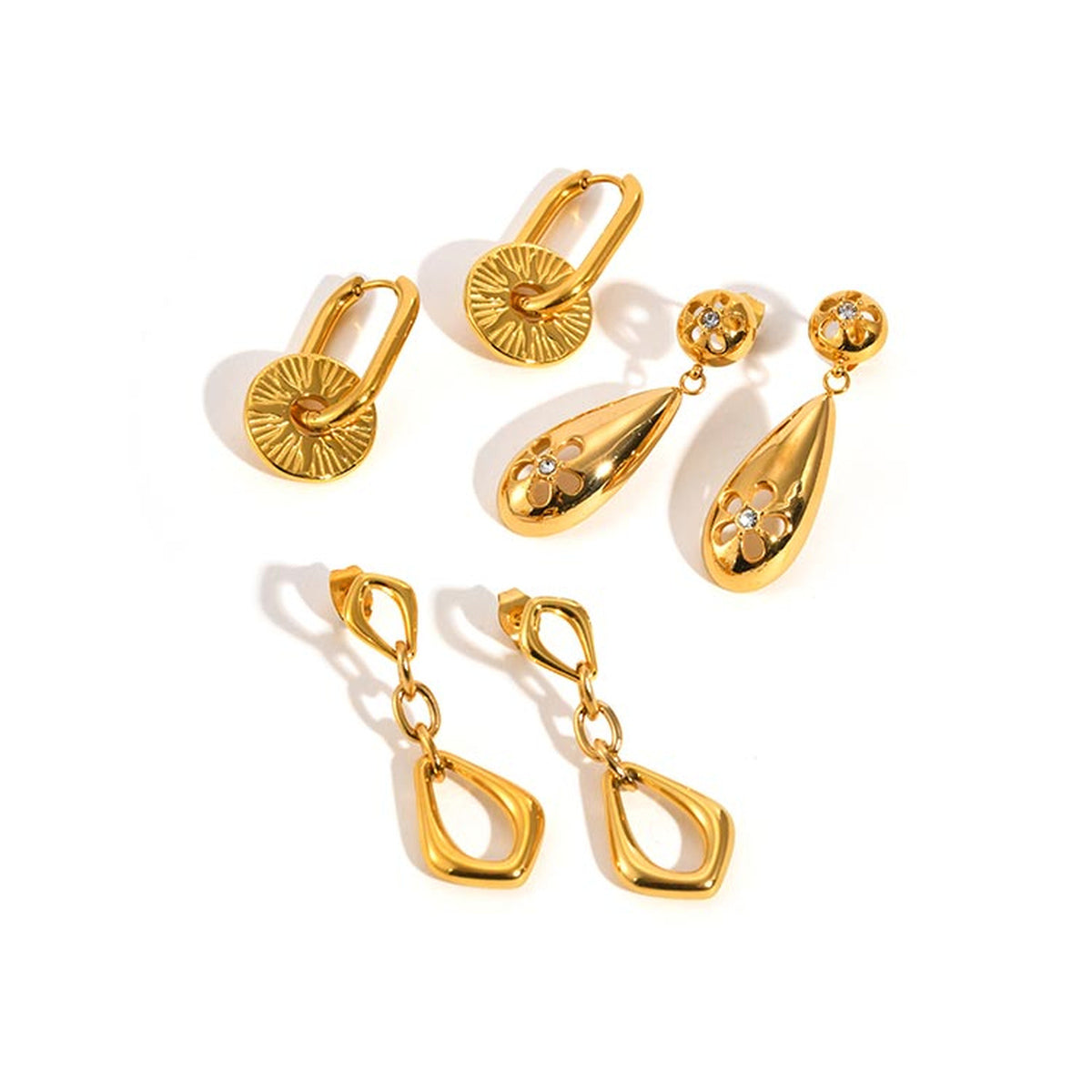 Stainless Steel Zircon Floral Earrings