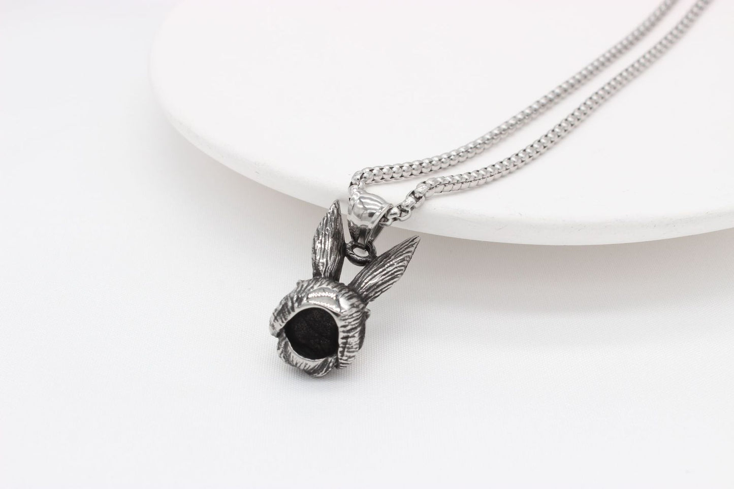 Rabbit Necklace Titanium Steel Pendant By Planderful For Women Unisex Statement Elegant Retro Style