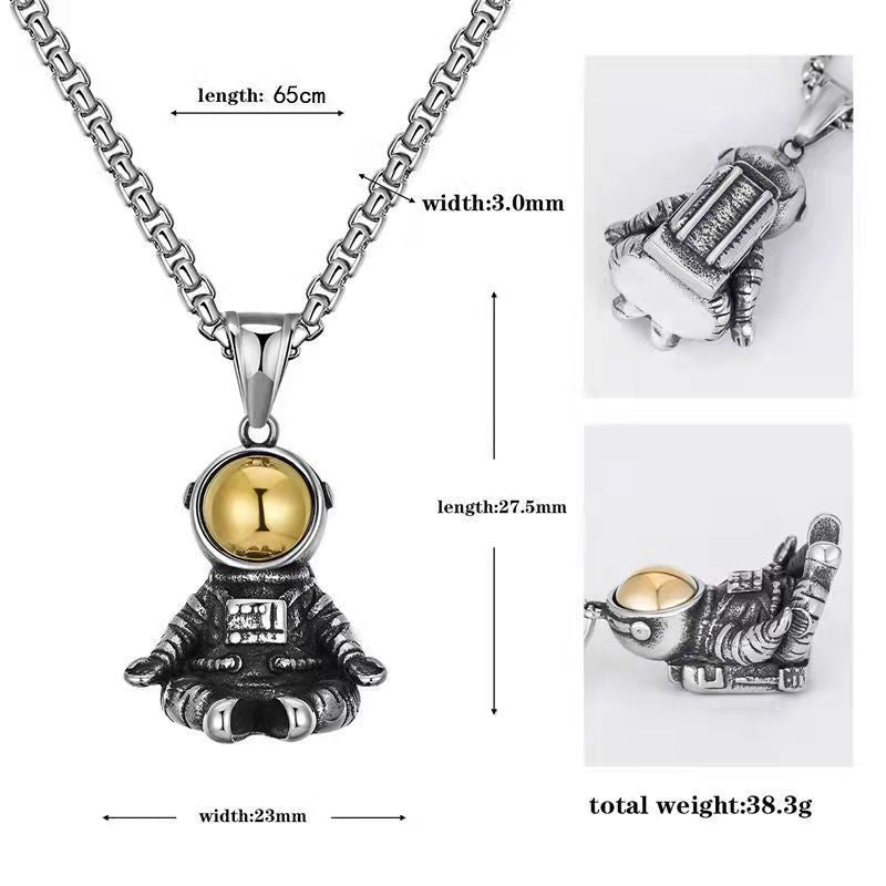 Astronaut Pendant For Unisex Protection Statement Hip Hop Style Bold Retro Vibe Planderful
