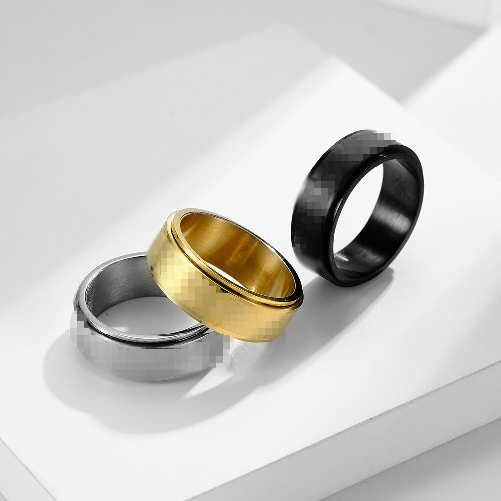 Planderful Rotatable Cross Stainless Steel Ring With Dynamic Decompression For Unisex Everyday Wear