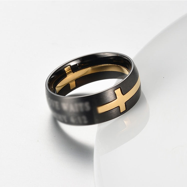 Planderful 2 In 1 Titanium Steel Cross Ring Matte Brushed For Men Everyday Genie Jewelry