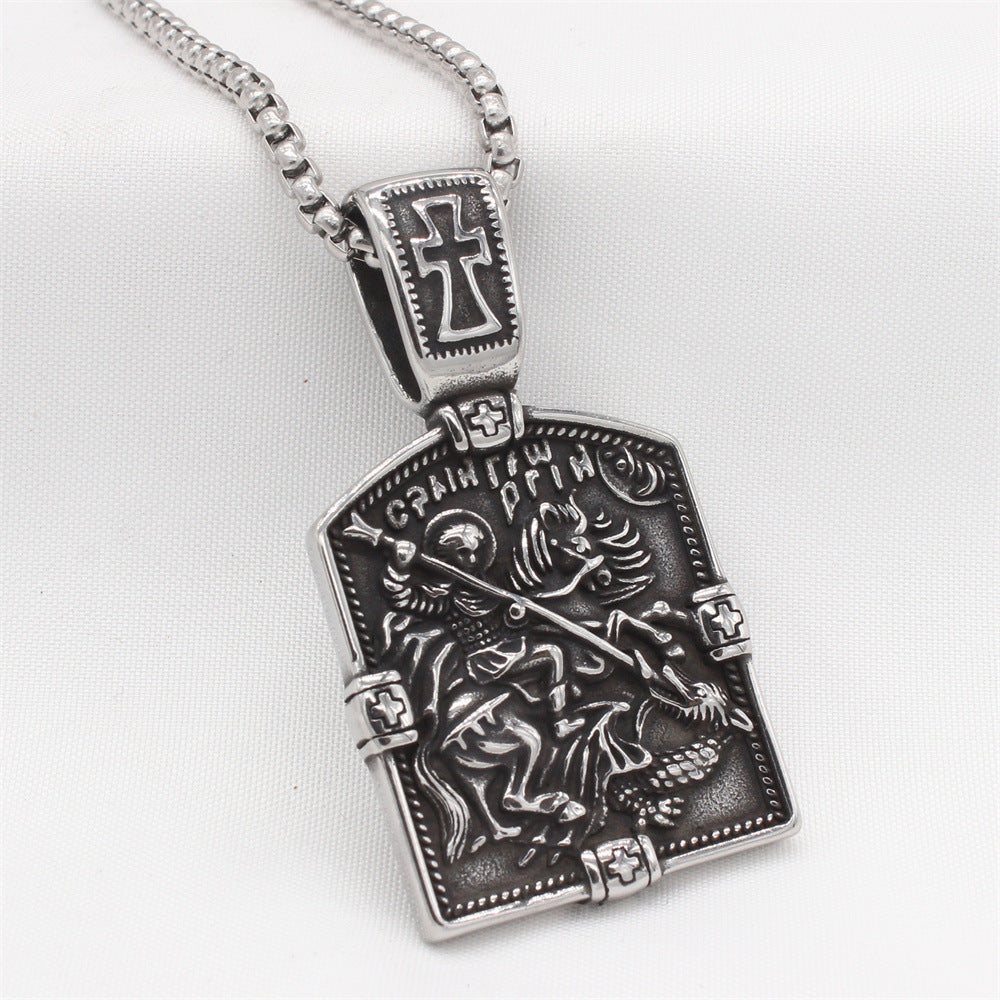 Titanium Steel Cross Pendant For Men Unisex Shielded Knight Retro Style Planderful