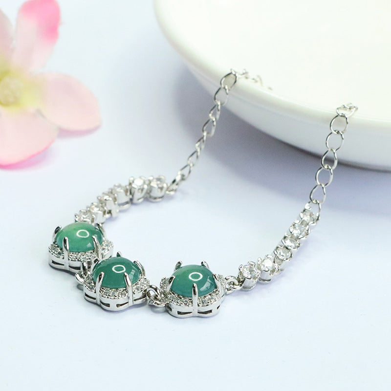 Blue Water Jadeite Summer Blossom Bracelet