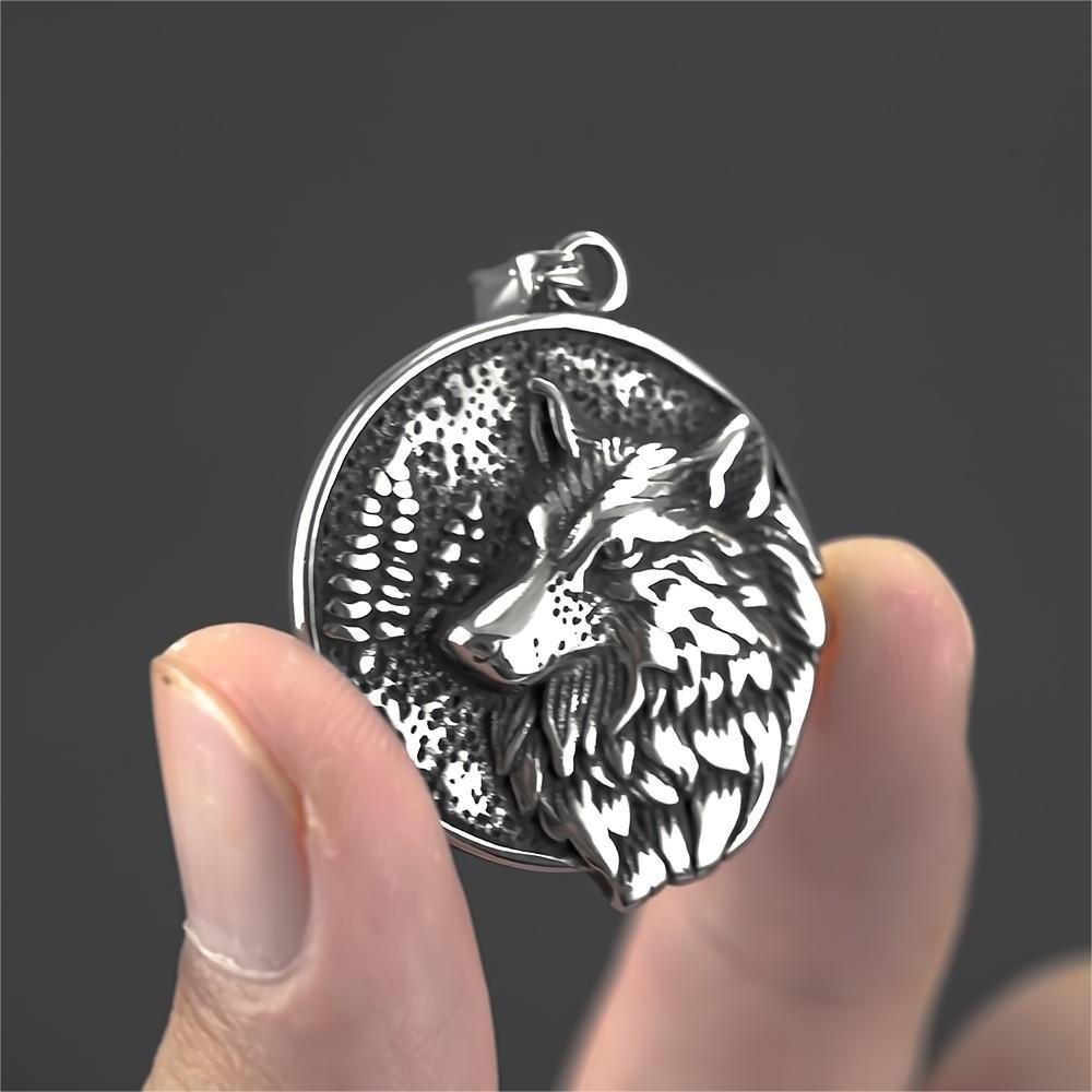 Planderful Titanium Wolf Pendant For Men Customizable Punk Retro Stainless Steel Wolf Necklace