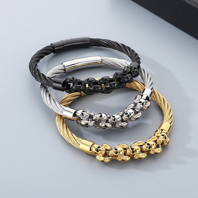 Titanium Steel Skull – Weiya Wire Steel Wire Layered Ghost Head Men's Bracelet