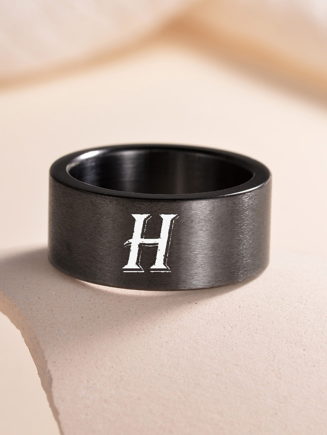 Planderful Everyday Genie Fade Resistant Stainless Steel Letter Ring For Men And Women