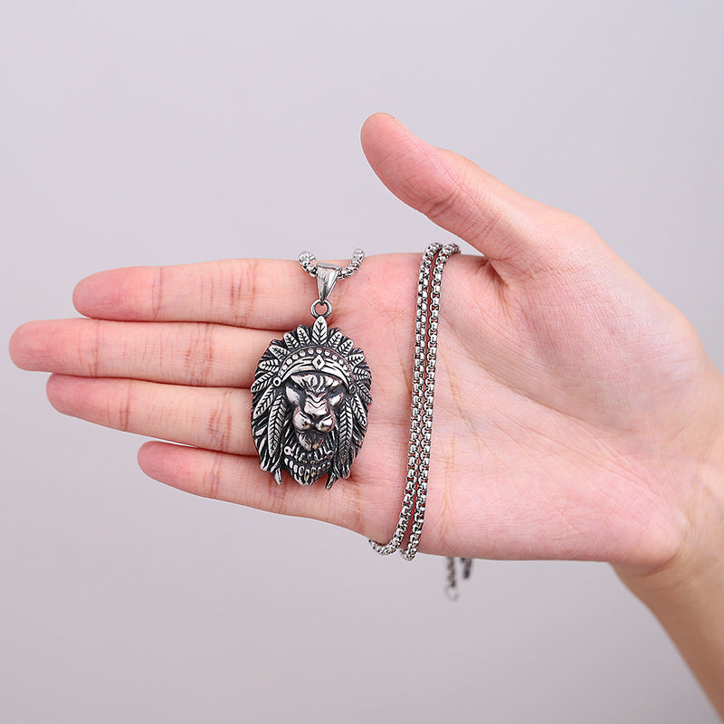 Steel Necklace – Statement Hip-Hop Lion Head Pendant