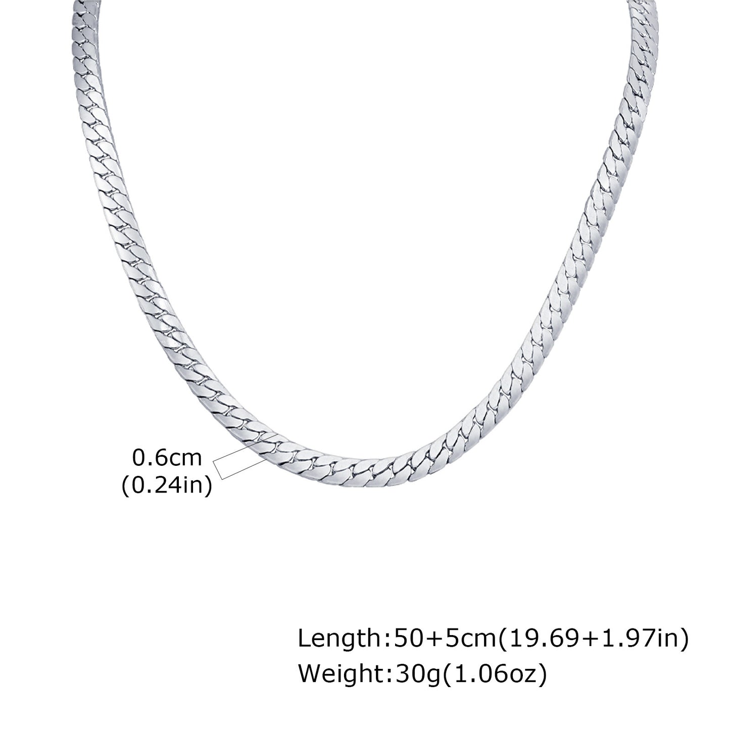 Stainless Steel Flat Four-Sided Encrypted Nk Chain Necklace Black Boys