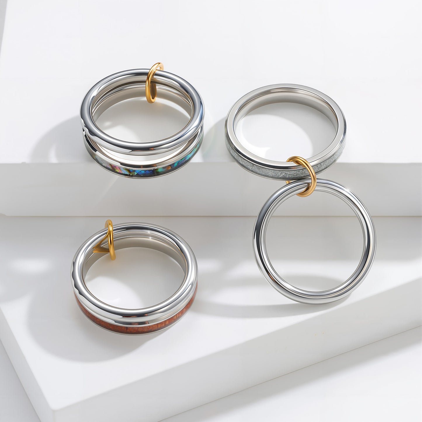 Planderful Stainless Steel Rings Stacked For Men Premium