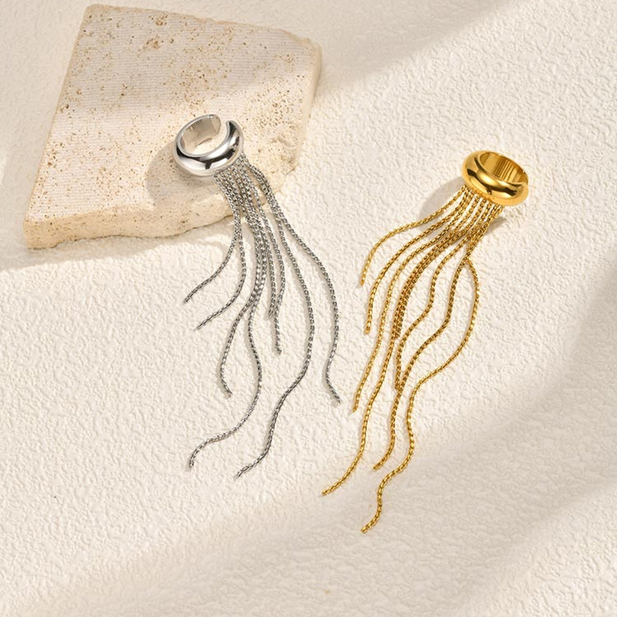 Chain Tassel Ear Cuff — Gold or Silver, Left or Right