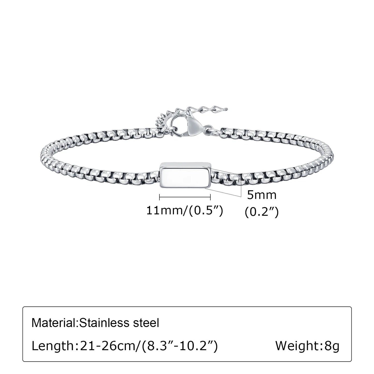 Planderful Stainless Steel Square Chain Bracelet For Men