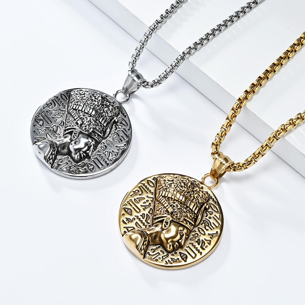 Planderful Nefertiti Titanium Steel Necklace Durable Retro Symbol For Egyptian History Lovers Everyday Genie