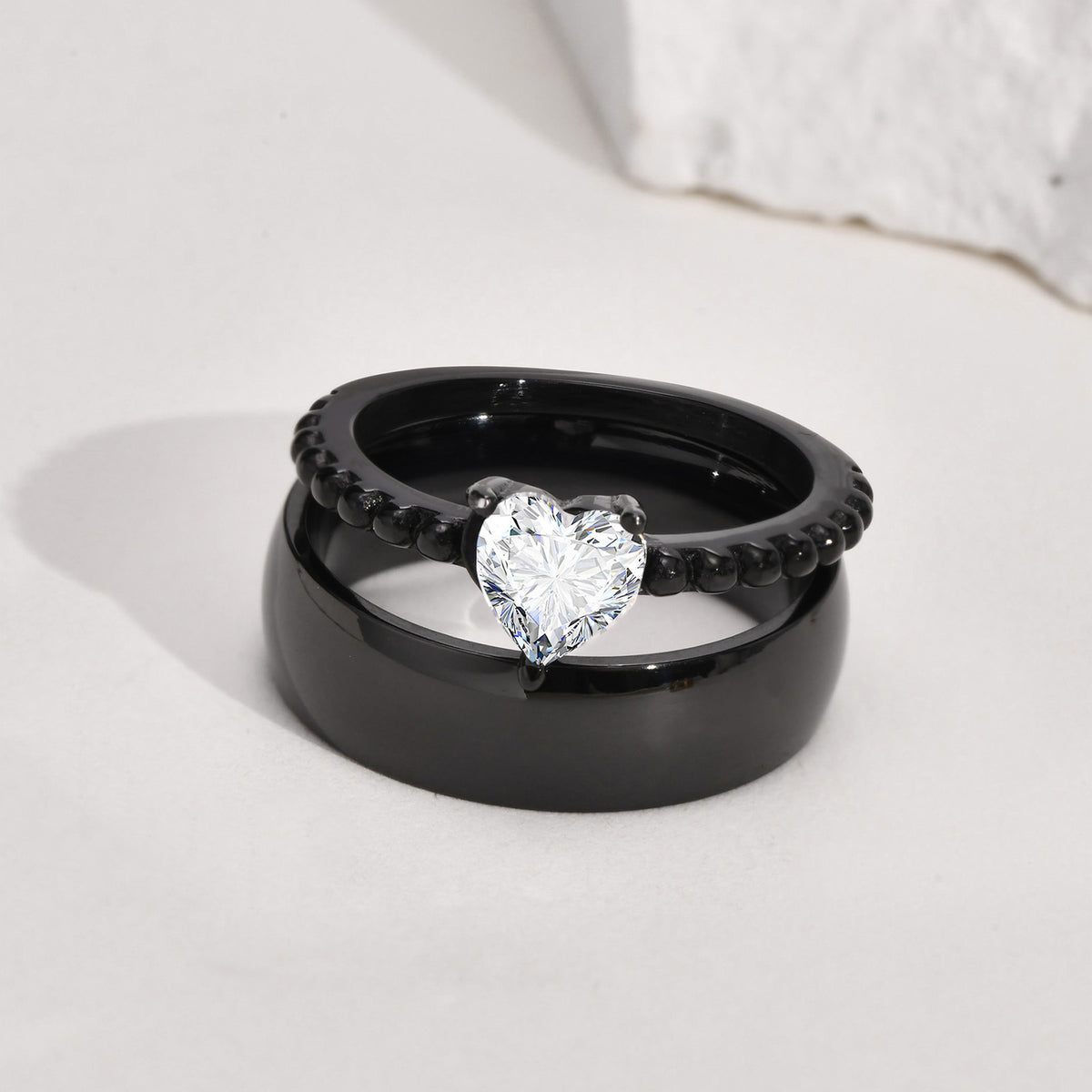 Couple Ring – Black Zircon Wedding Stainless Steel – Couple