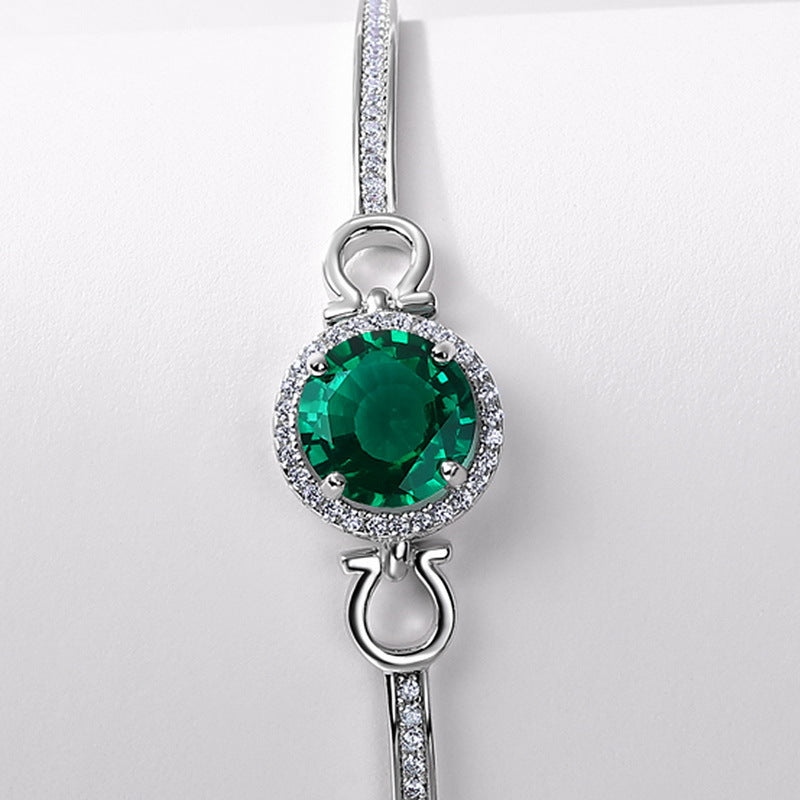 S925 Sterling Silver Gold-Plated Lab-Grown Emerald Signature Bracelet