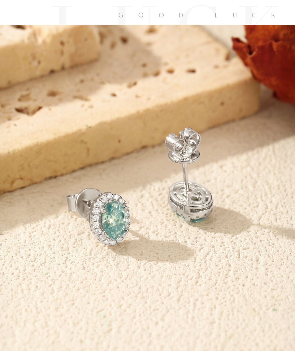 925 Sterling Silver Turquoise Moissanite Stud Earrings