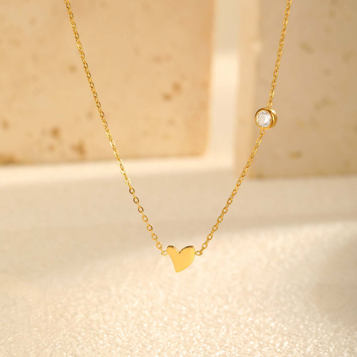 Style Women's – Stainless Steel Flat Cross Chain Zircon Heart Butterfly Necklace