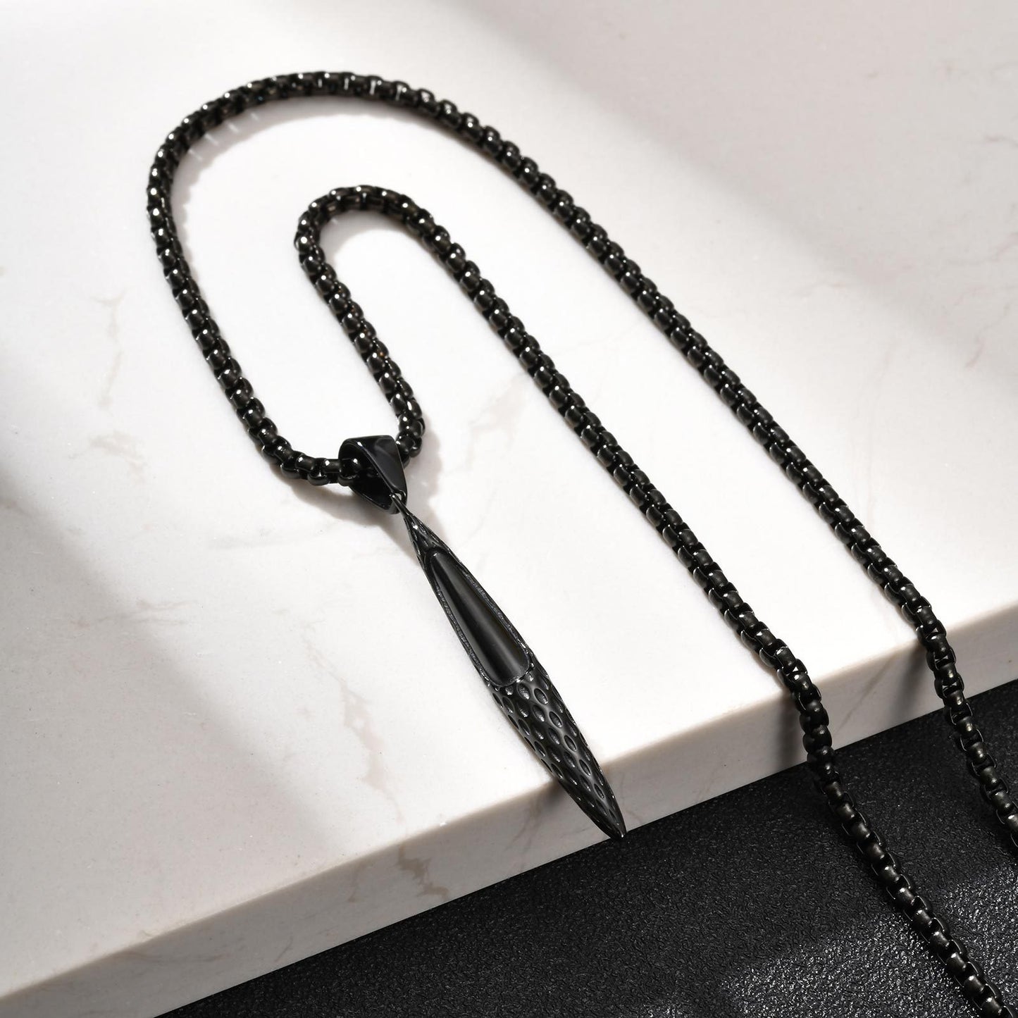Planderful Black Stainless Steel Hammer Strip Pendant For Men