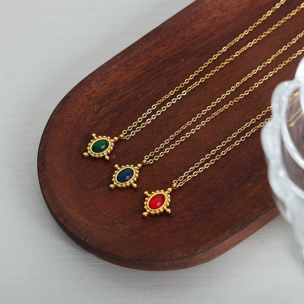 Opulent French Retro Gold-Plated Agate Collar Necklace for Women