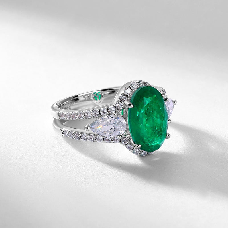 Planderful Vintage Lab-Grown Emerald Sterling Silver Ring – Style 1