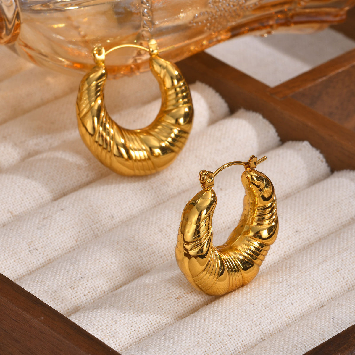 Gold-Tone Stainless Steel Earrings — Modern Design