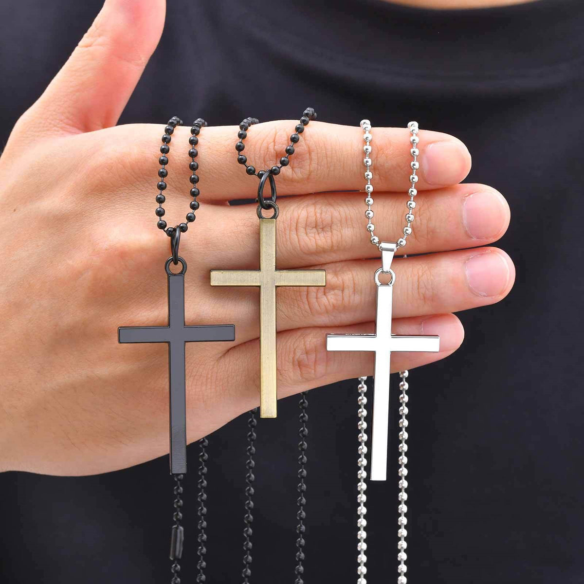 Alloy Cross Necklace Male Hip Hop Neutral Style Hip Hop Pendant Hot-Selling Model