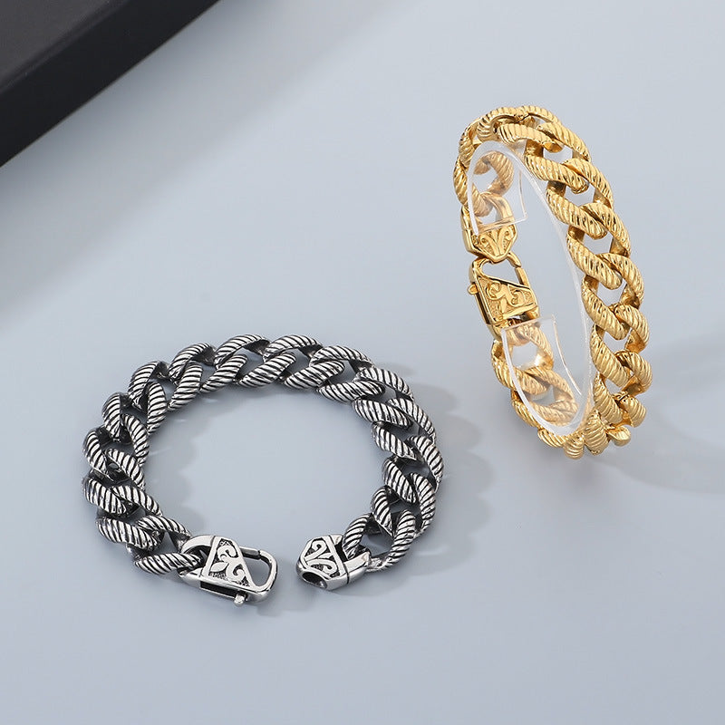 European Fashion Buckle Bracelet Cuban Chain Set For Men