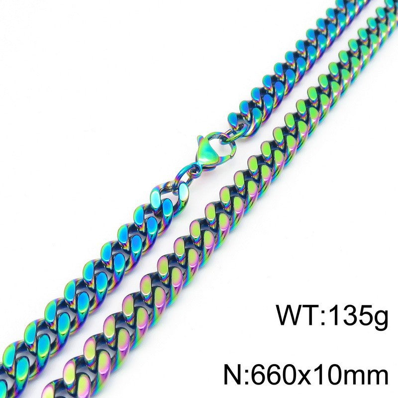 Planderful Men Stainless Steel Oxidized Button Necklace