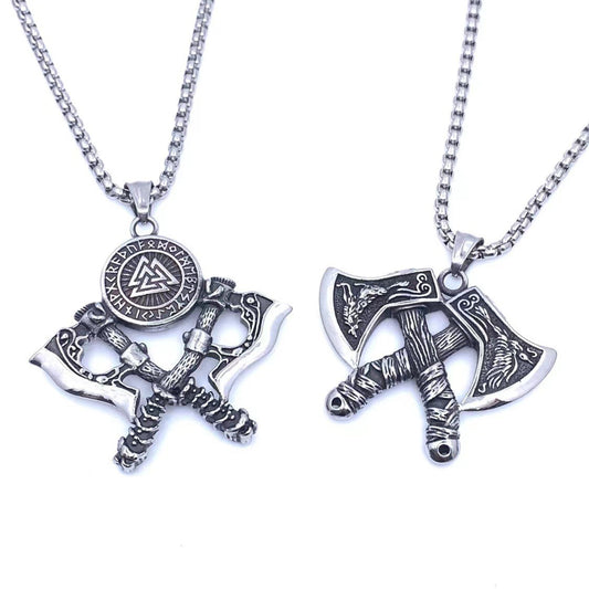Planderful Viking Odin Axe Shield Pendant Titanium For Men