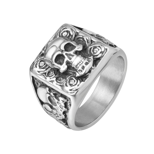 Retro Punk Skull Titanium Steel Ring