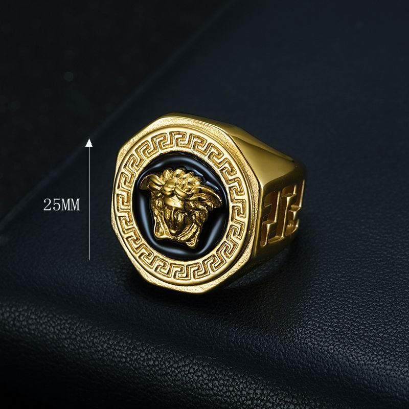 Planderful Everyday Genie European And American Hip Hop Ring Gold Titanium Steel Durable For Men