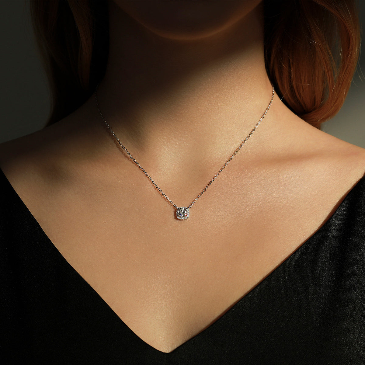 925 Sterling Silver 1 ct Geometric Moissanite Necklace