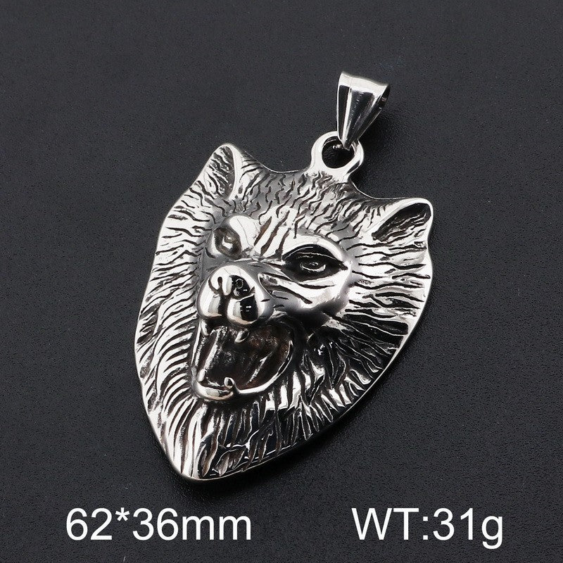 Planderful Thor Hammer Pendant Titanium Wolf Head Bold Men