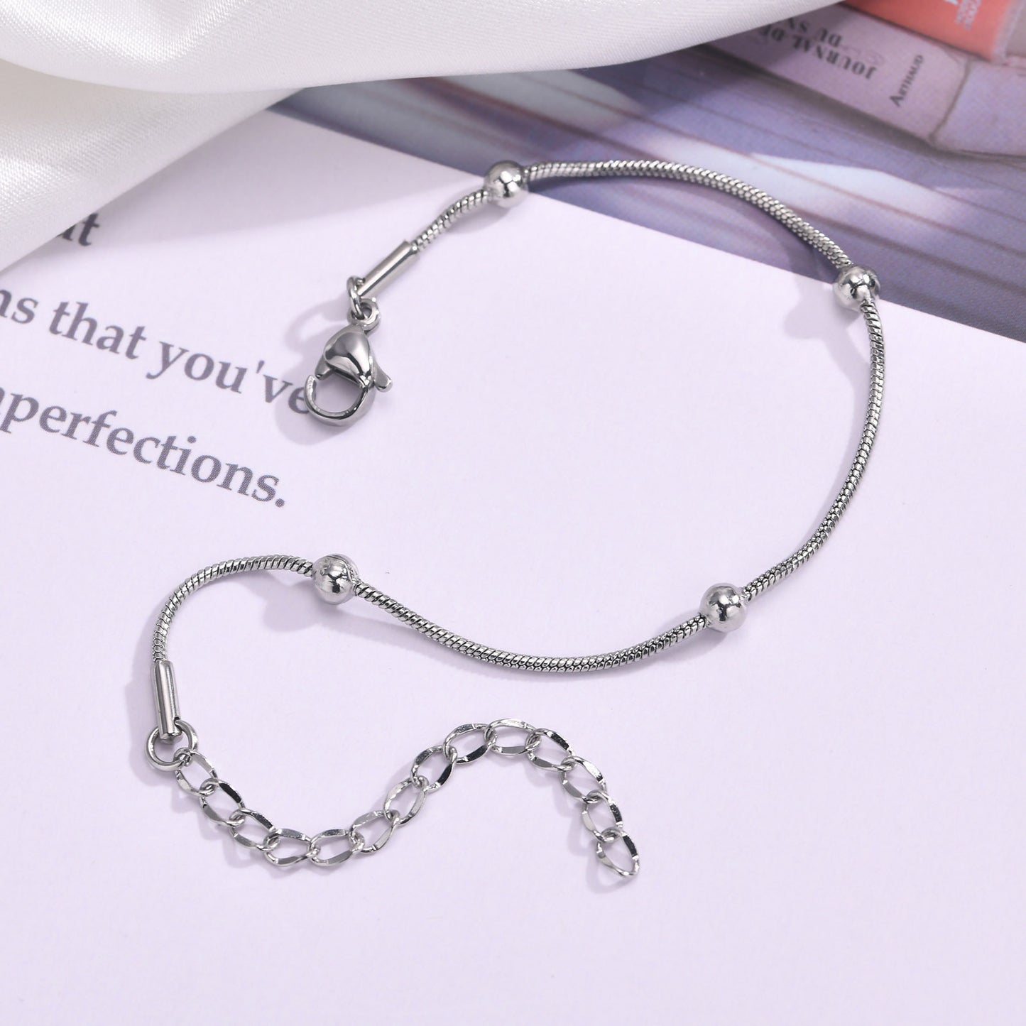Necklaces Stainless Steel Round Bead Spacer Women's Necklace Bracelet
