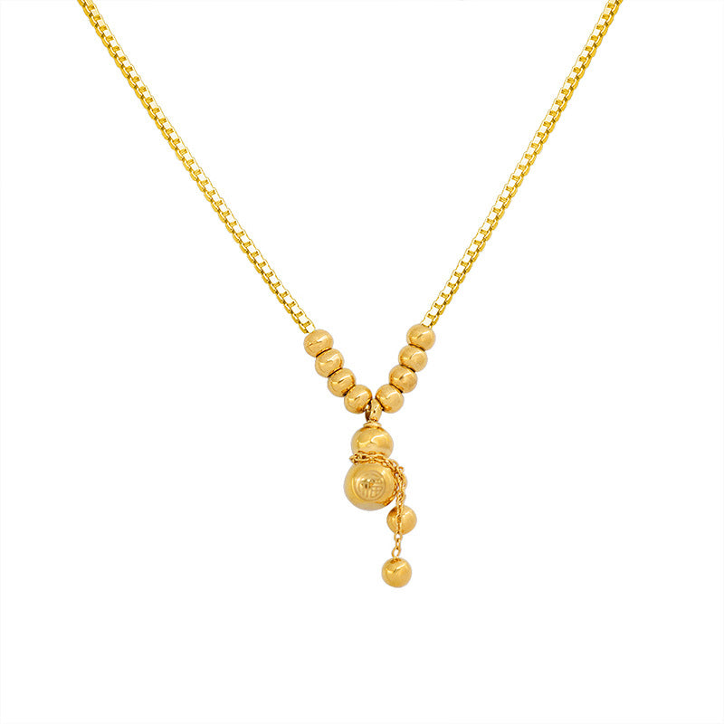 Enchanted Gourd Pendant Necklace - Exquisite 18K Gold-Plated Ethnic Jewelry