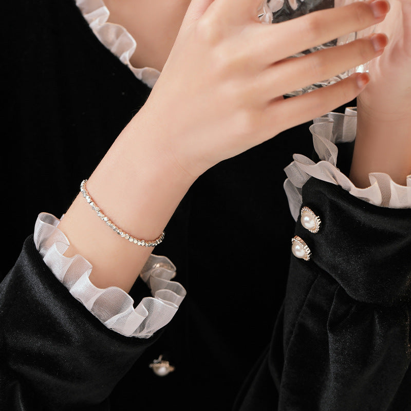 Dainty Retro Style Sterling Silver Bracelet with Crystal Accent by Planderful Collection