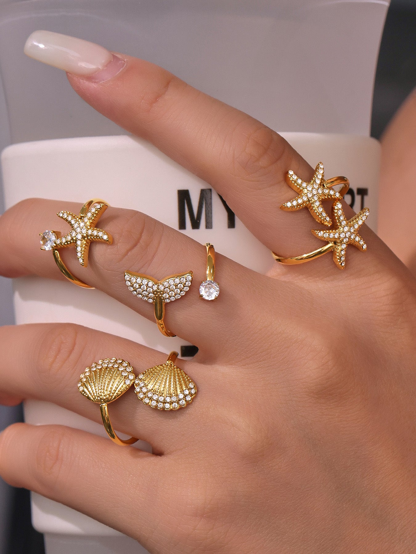 Planderful Starfish Ring 18K Gold Plated Beach Lovers