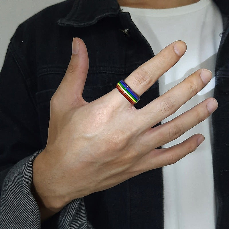 Colored Flag Stainless Steel Ring – – Titanium Steel