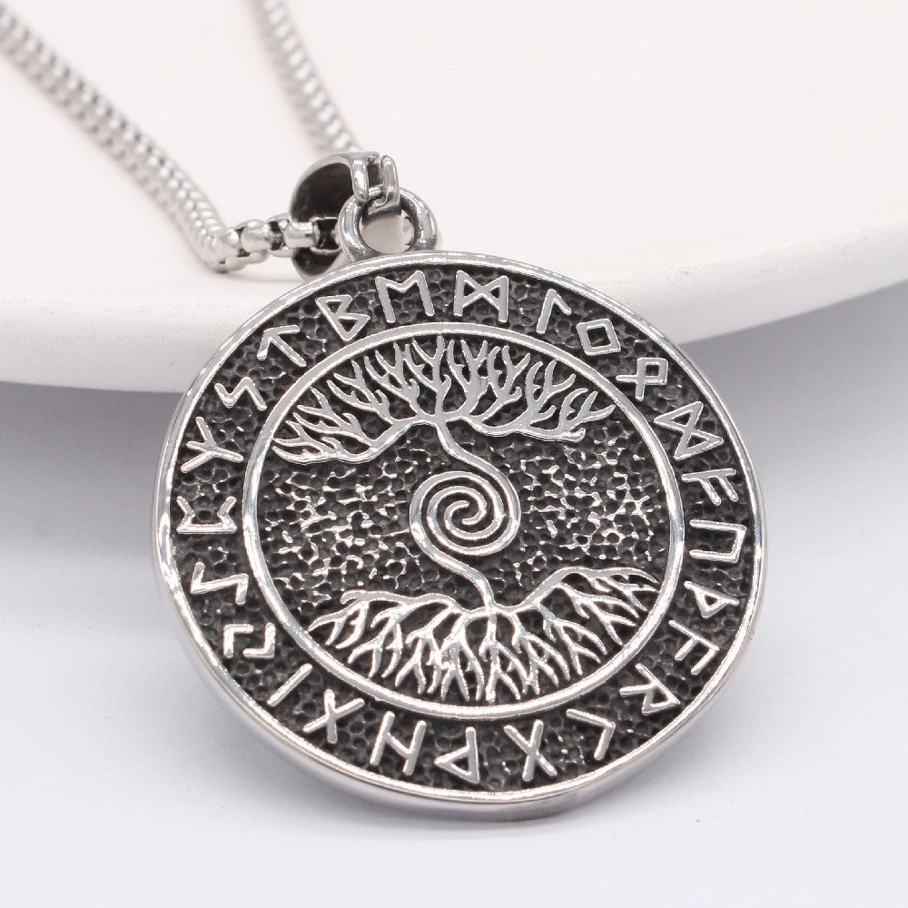 Planderful Viking Tree of Life Pendant Titanium Steel Unisex Jewelry for Men and Women Protection Statement