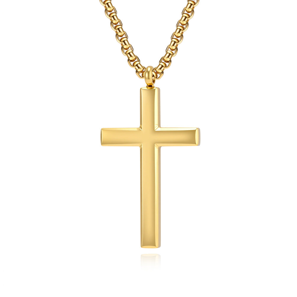 Planderful Stainless Steel Cross Pendant Necklace For Men Durable Trendy Chain Jewelry Autumn New Release