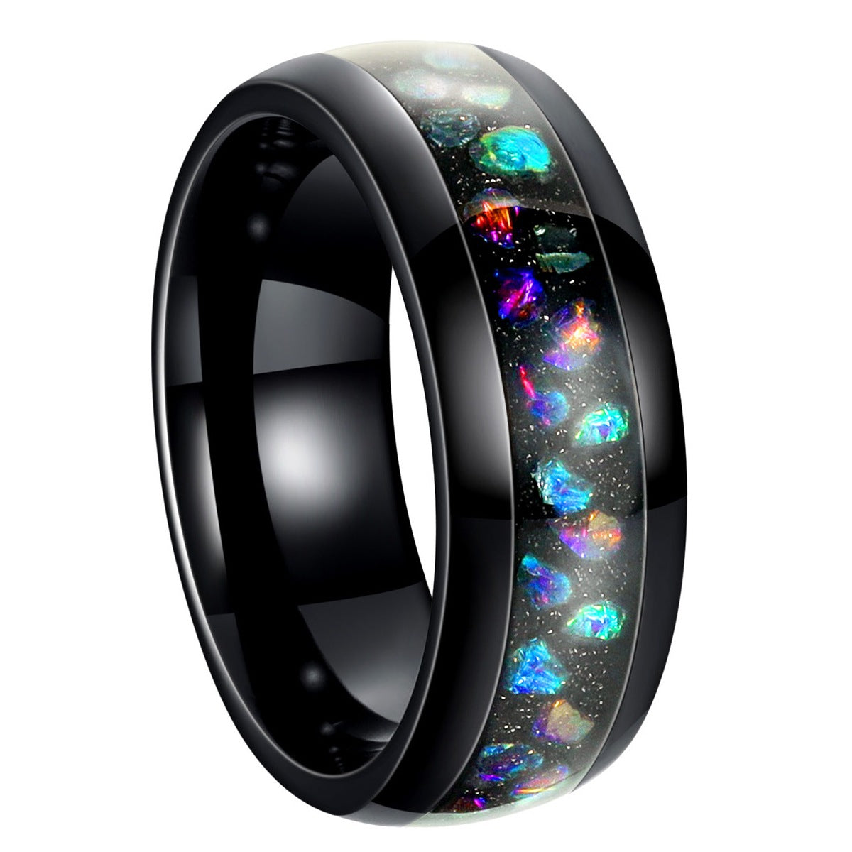 Planderful Everyday Genie Titanium Steel Ring 8mm Unisex Couple Wedding Band Star Design Durable