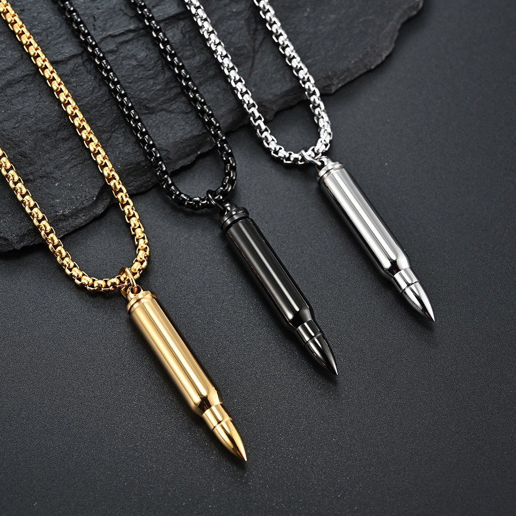 Planderful Personalized Bullet Pendant Necklace Titanium Steel For Men Retirement Commemorative Gift