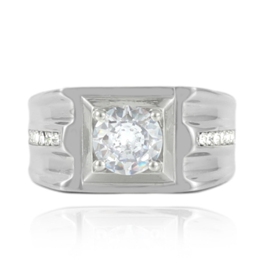 Trendy Multicolor Stone Titanium Steel Ring for Personalized Fashion - Unisex Design