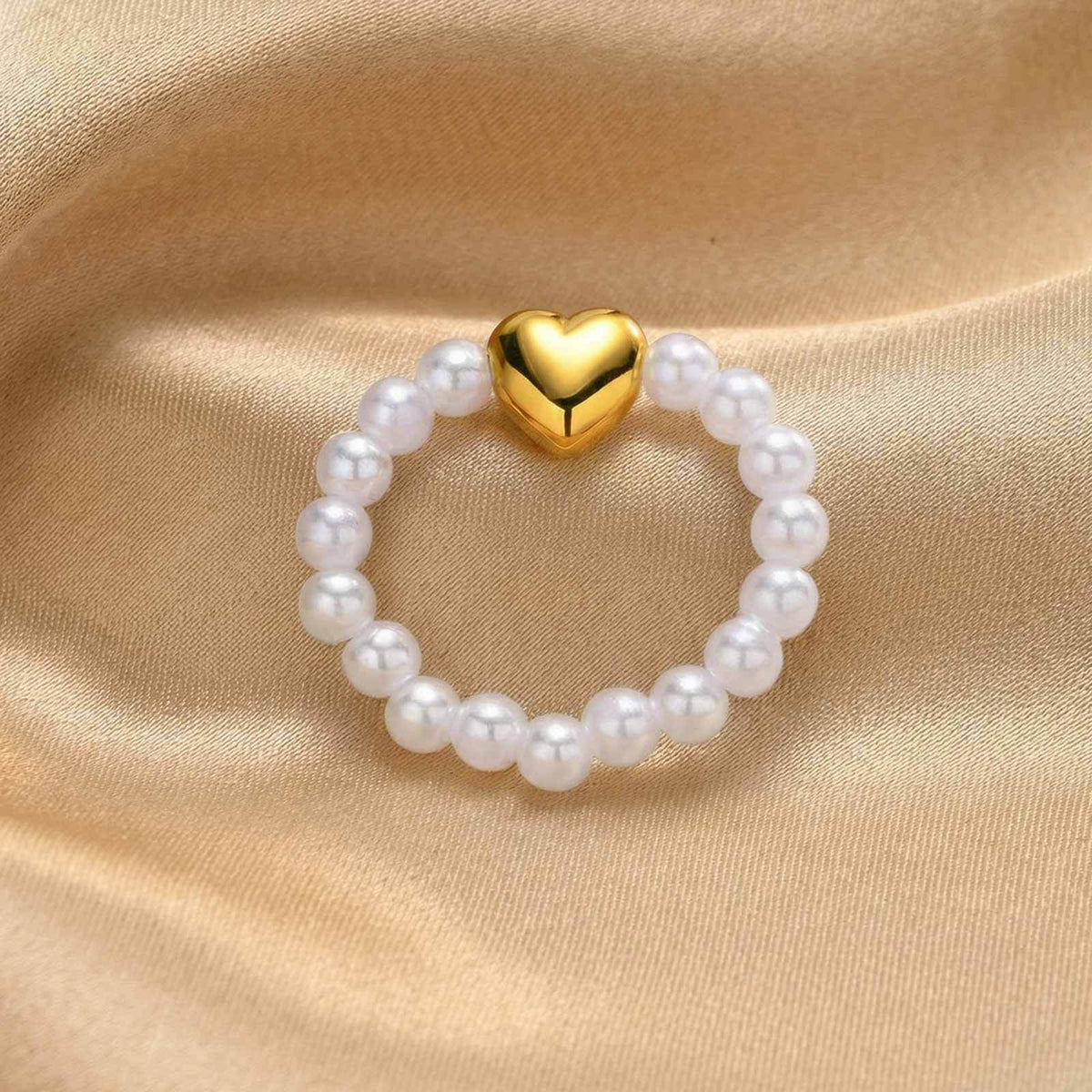Stainless Steel Starfish Shell Imitation Pearl Summer Seaside Vacation Wind Ring