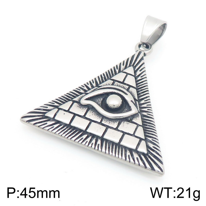Retro Triangle Knot Pendant, Ancient Pyramid Eye Of Horus Stainless Steel Men's Necklace